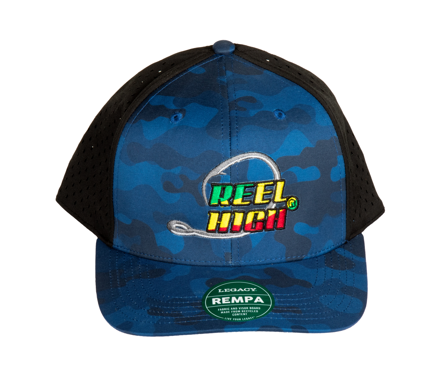 Blue Camo Rasta Circle Hook Embroidery Cap