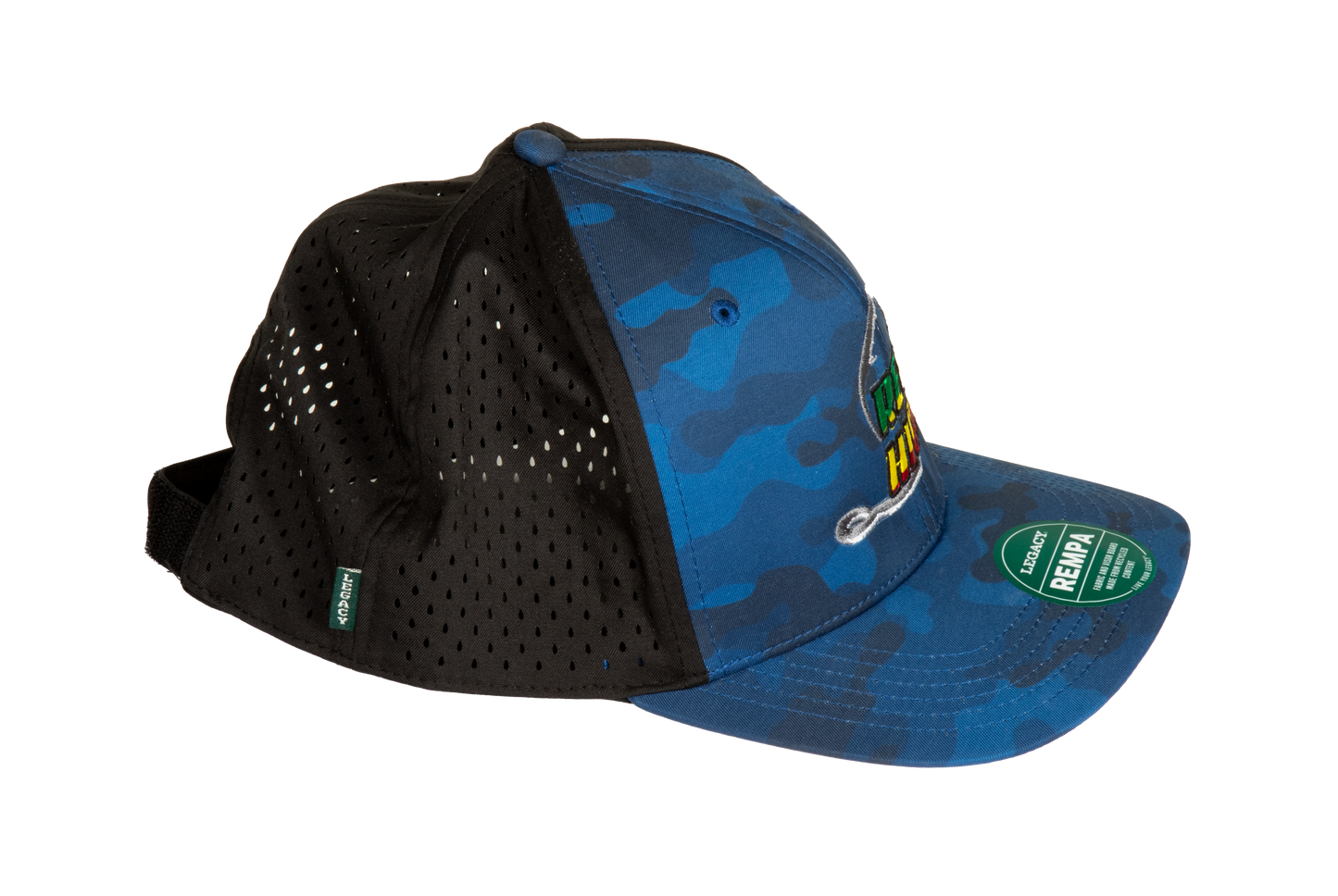 Blue Camo Rasta Circle Hook Embroidery Cap