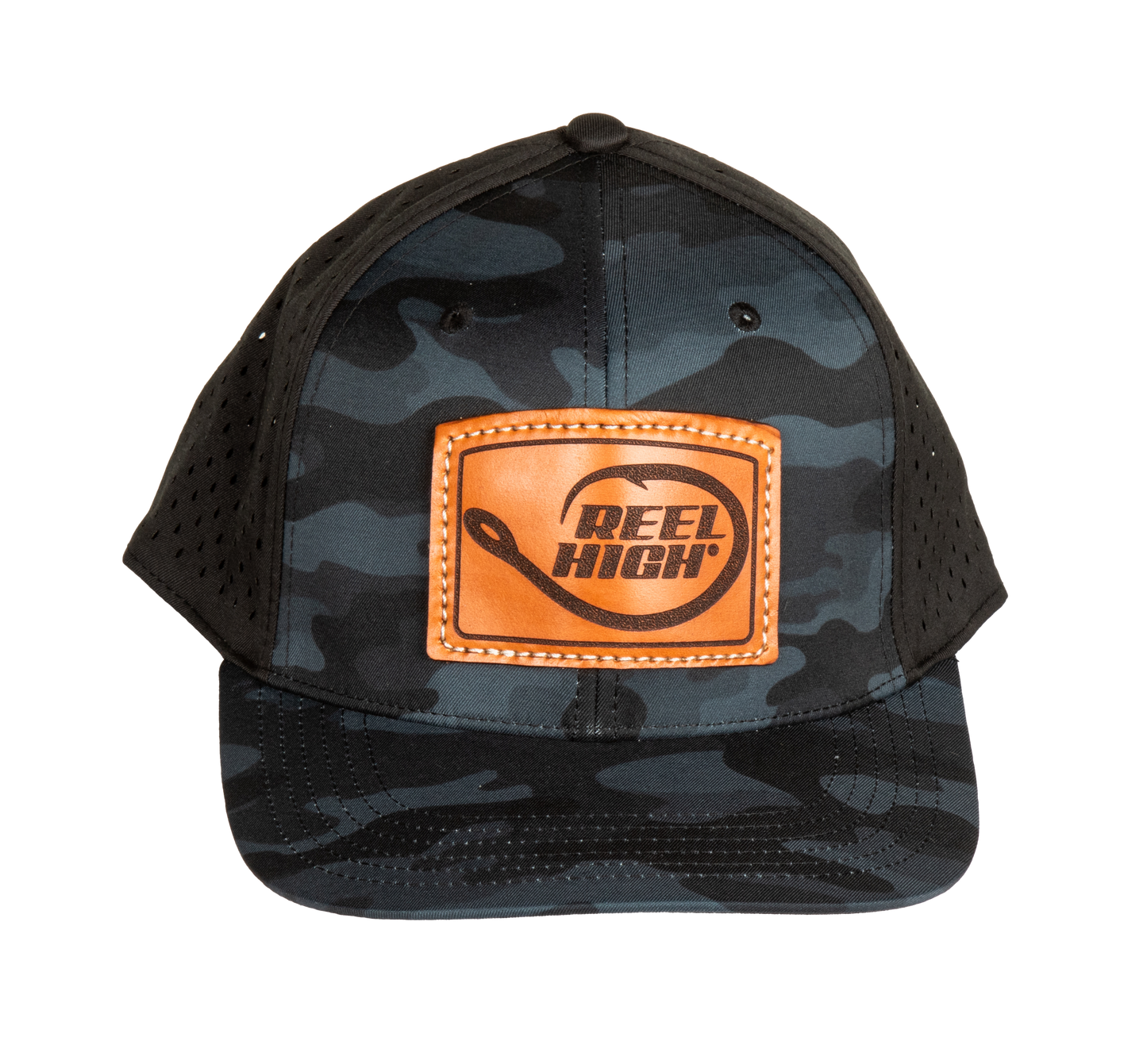 Leather Arch Cap Patch Black Camo Circle Hook