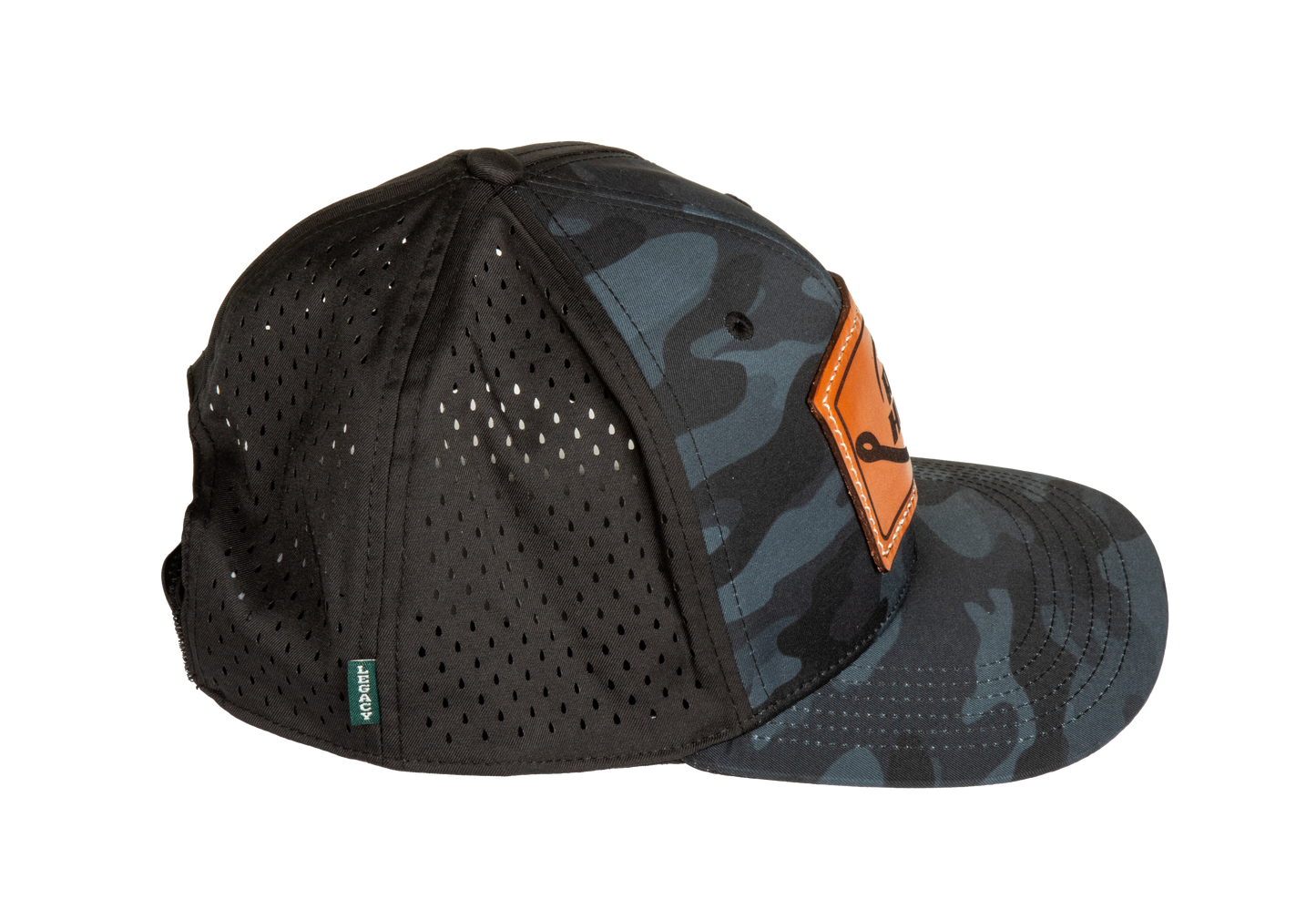 Leather Arch Cap Patch Black Camo Circle Hook