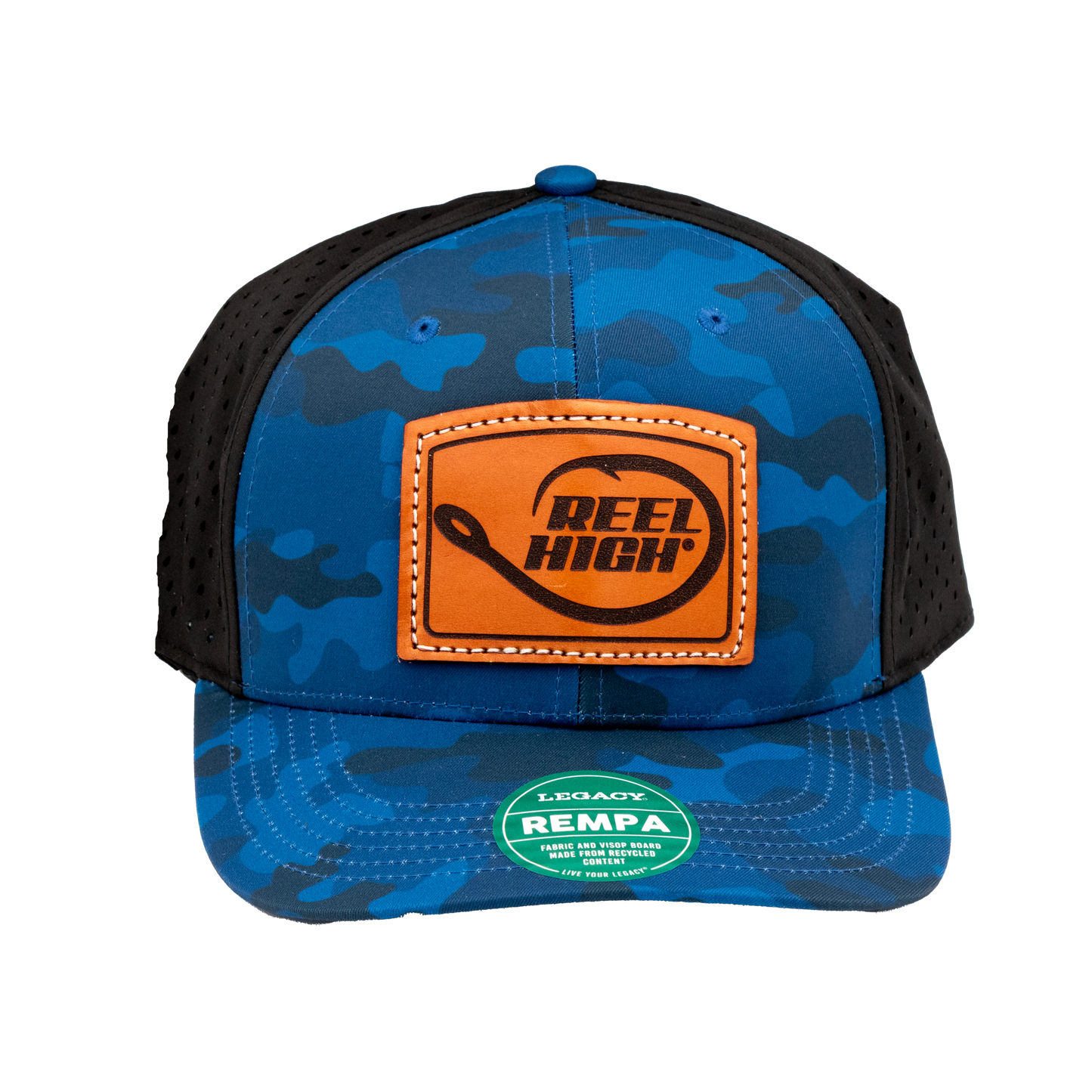Leather Arch Patch Legacy Cap Blue Camo Circle Hook