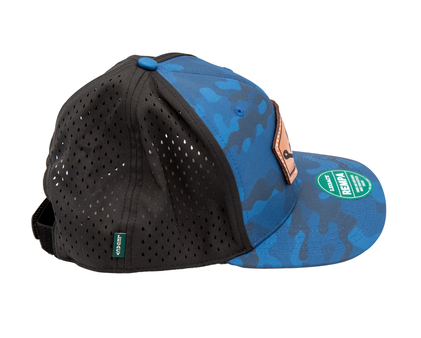 Leather Arch Patch Legacy Cap Blue Camo Circle Hook