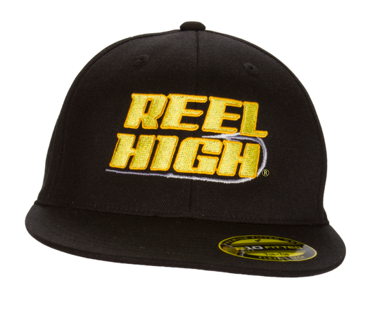 Black Cap with Yellow Embroidery "REEL HIGH" Lettering